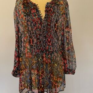 Joie Multicolor Floral Sheer Blouse